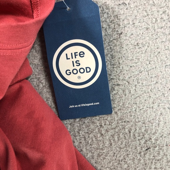 Life Is Good Shirt Adult Small Red Crusher Vacay Mode Coffee Hammack Sun Cotton - Picture 7 of 12